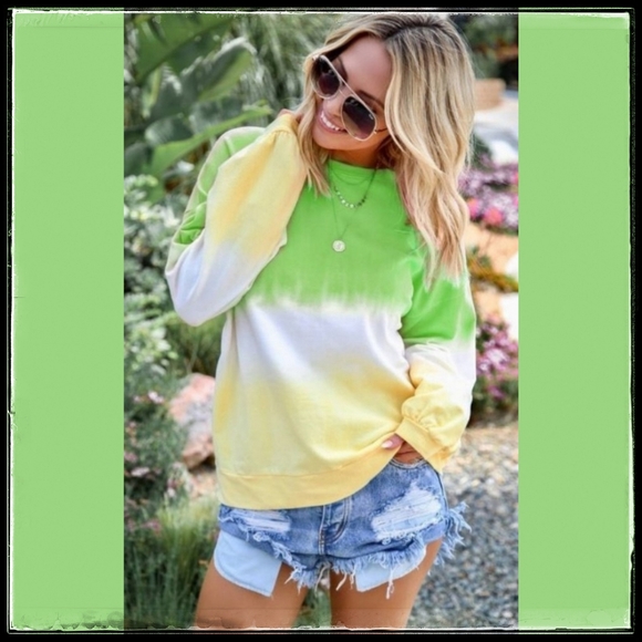 COPY - Tie-Dye Lime Green Sm&Md Long-Sleeve T-Shirt - Picture 2 of 4